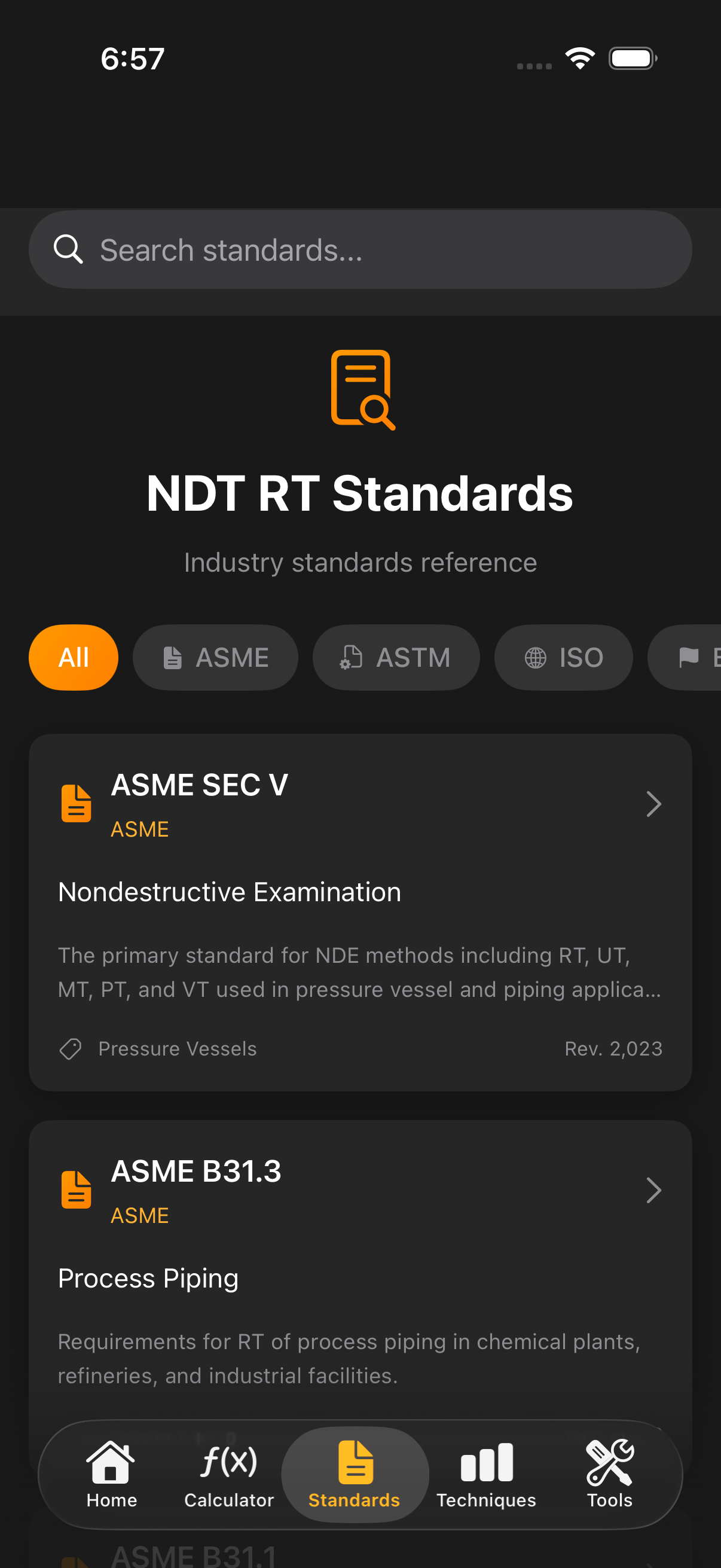 Fox RT Guide — NDT Standards reference